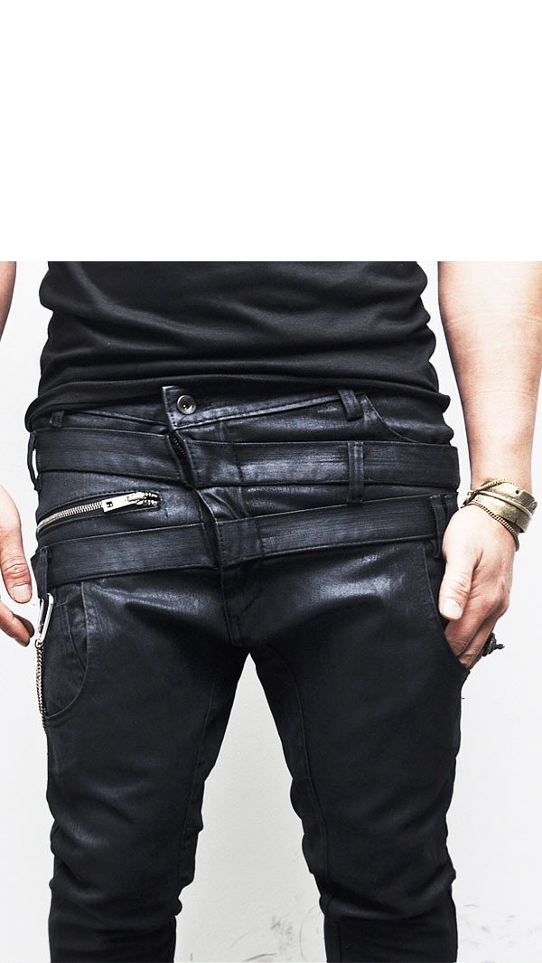 baggy waxed denim